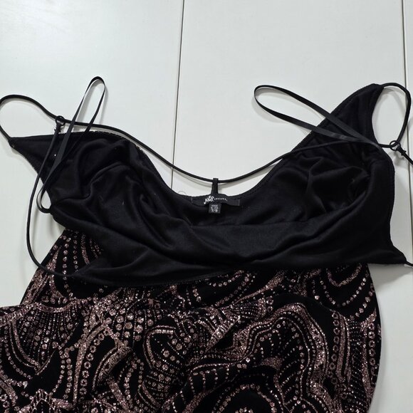 Jump Apparel Maxi Dress Womens 7/8 Black Pink Glitter Lined Cocktail Prom Whimsi - Picture 10 of 16